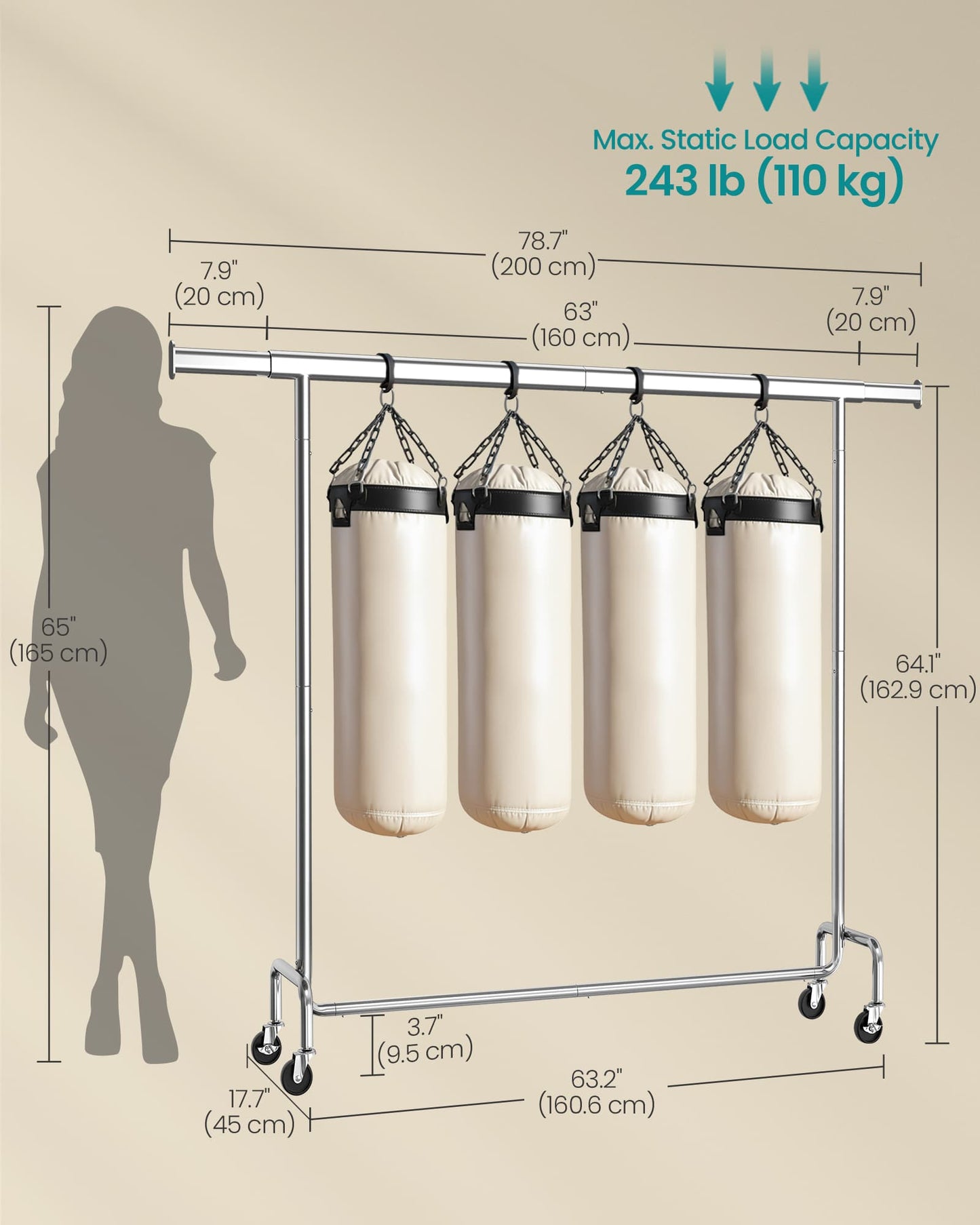 Heavy-Duty Garment Rack with Extendable Hanging Rod