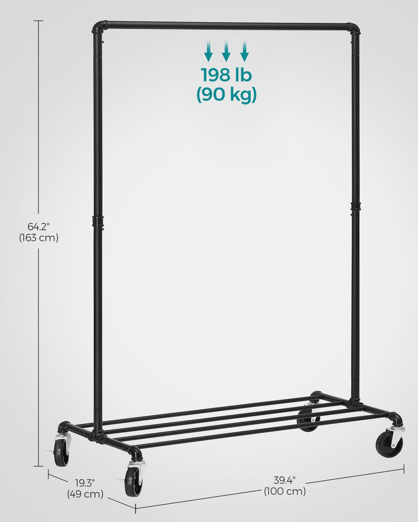 Heavy-Duty Clothes Rack with Storage Shelf