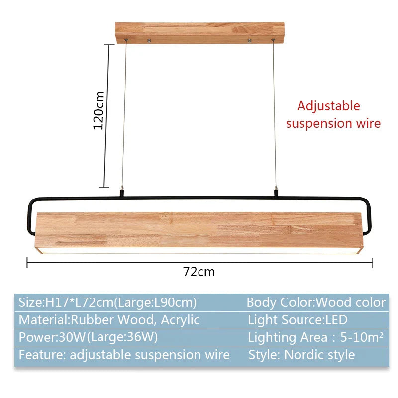 Nordic Wood Pendant Lights - Contemporary LED Lamps for Dining, Living Room, Kitchen, Office, Shop, Bar, and Cafe