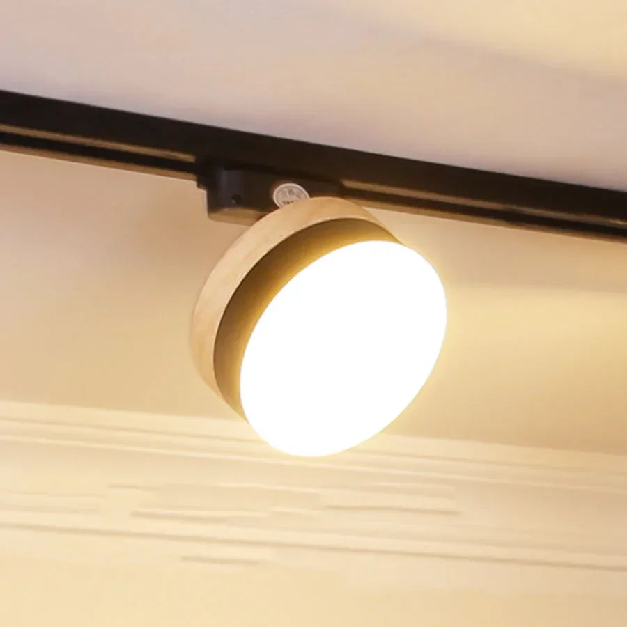 12W Nordic Wooden LED Track Light - COB Ceiling Spotlight for Home and Store Decor