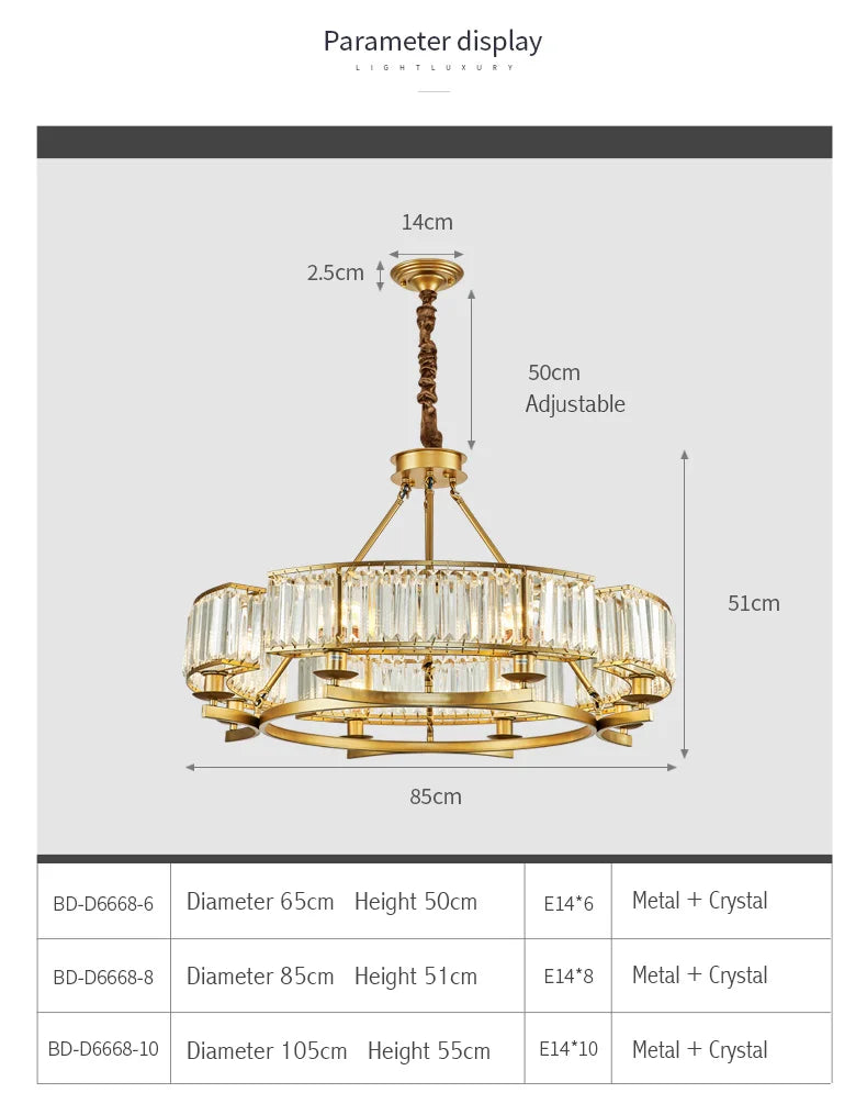 Zoe's K9 Crystal Modern Glass Chandelier - Copper Luxury Hanging Lamp