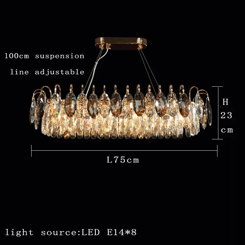 New Modern Crystal Chandelier - Luxurious Home Decor Lighting in Round Gold Design with LED Illumination