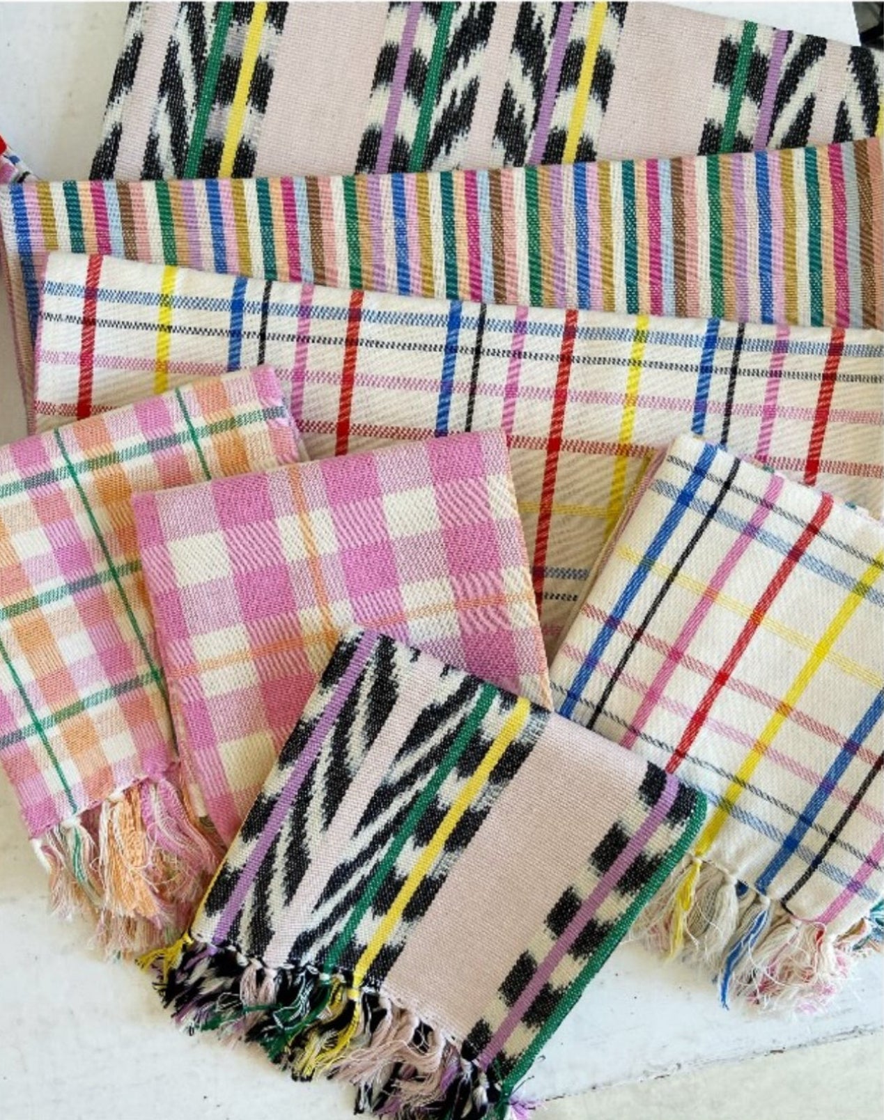 Abigail Plaid Kitchen Towel in Bubblegum and Peach