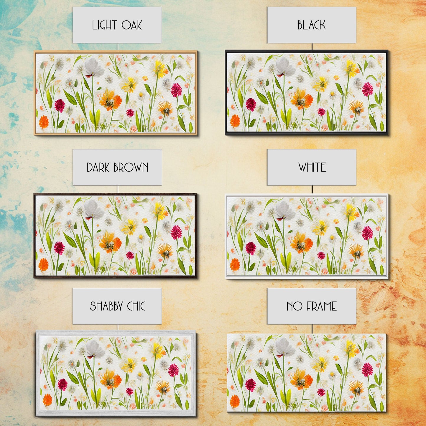 Botanical wall art, spring flowers, canvas print, dorm art for girls