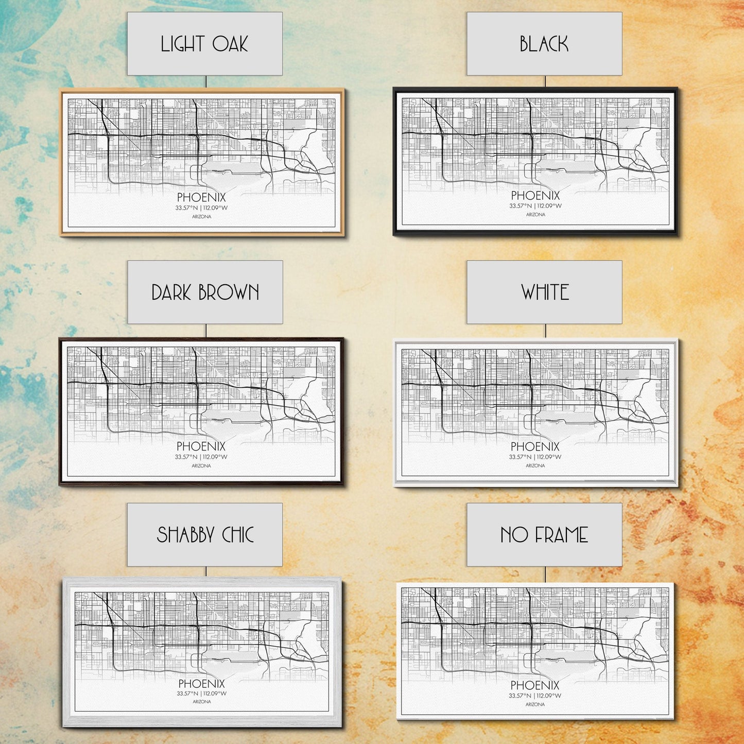 Phoenix City Map, Arizona Art, Map Print, Minimalist Wall Art, Wall Art, Canvas Art, Client Gift, Teen Girl Room Décor, Panoramic Wall Art