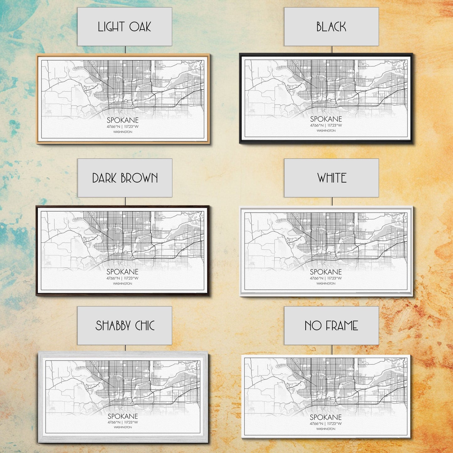 Spokane City Map, Washington Art, Map Print, Modern Wall Art, Wall Art, Canvas Art, Family Room Wall Art, Landscape Art Print, Military Gift