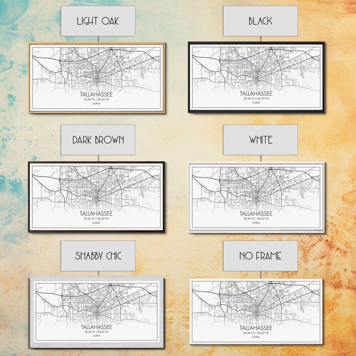 Tallahassee City Map, Florida Art, Map Print, Modern Wall Art, Wall Art, Canvas Art, Teen Boy Wall Art, Going Away Gift, Office Wall Décor