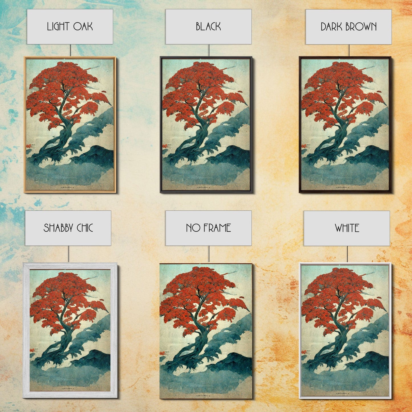 Japanese maple tree, fine art print, poster art, Vintage Japanese style wall art