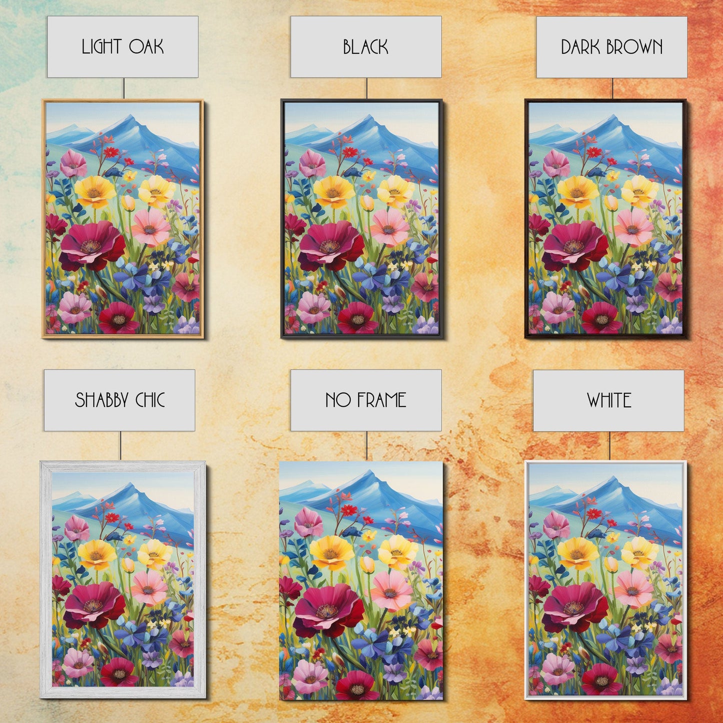 Wildflower Meadow, Wildflower Wall Art, Floral Print, Canvas Print, Set Of 3 Prints, Wall Art, 3 Piece Wall Art, Country Home Decor