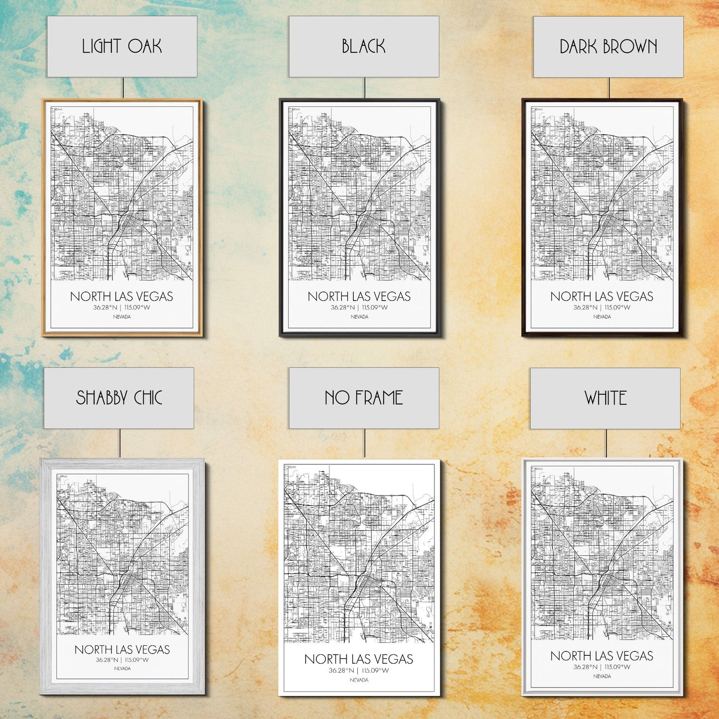 North Las Vegas Street Map, Nevada Map, City Map Art, Modern Art, Wall Art, Canvas Print, Wall Décor Bedroom, Honeymoon Gift, Travel Art