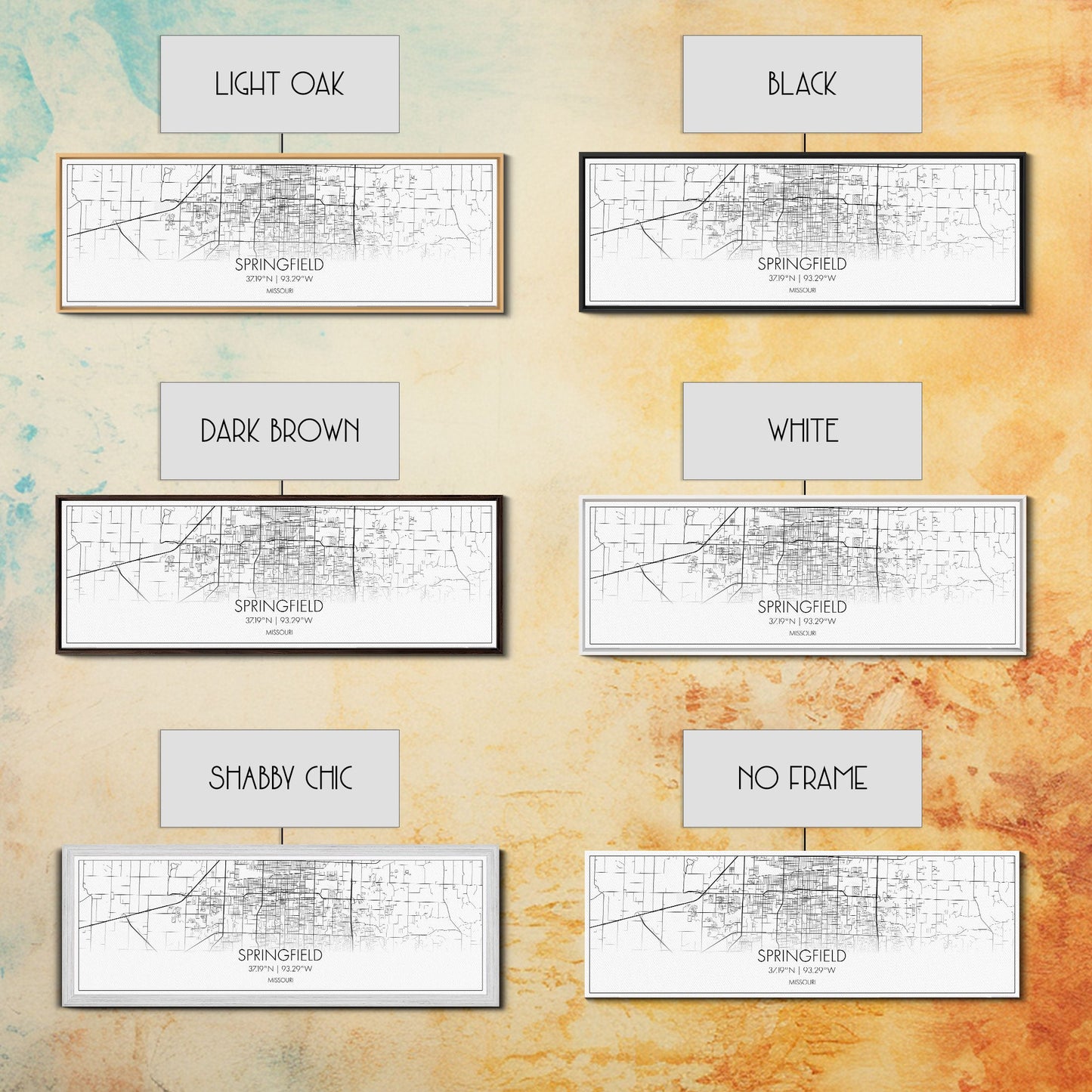 Panoramic Springfield City Map, Missouri Art, Map Print, Minimalist Wall Art, Canvas Art, Housewarming Gift, Street Map Art, Closing Gift