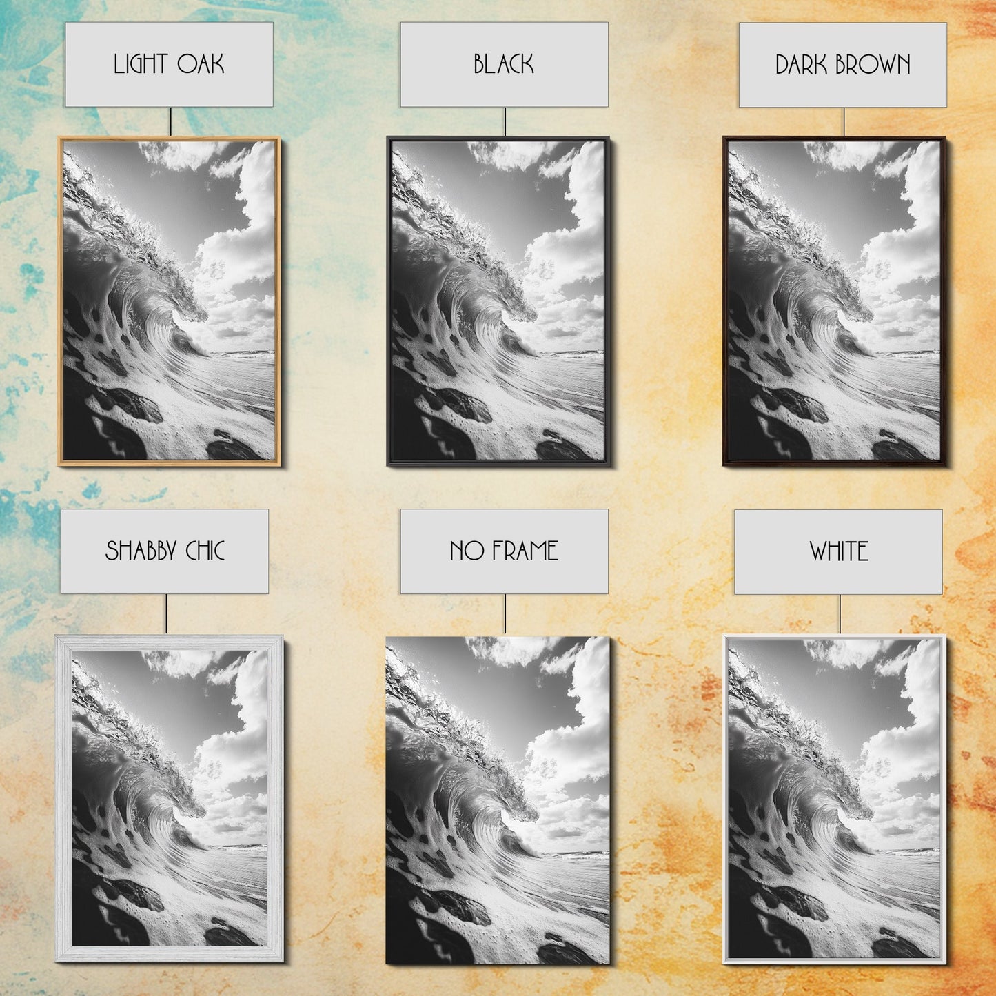 Crashing Ocean Wave, Surf Motion Art, Coastal Energy Print, Seascape Minimalism, Framed Canvas Print, Bathroom Wall Decor, Modern Beach Art