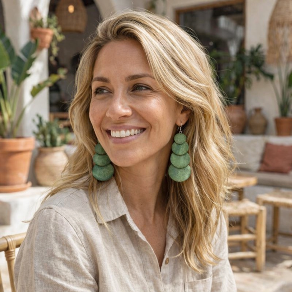 Beautiful Green Wood Earrings