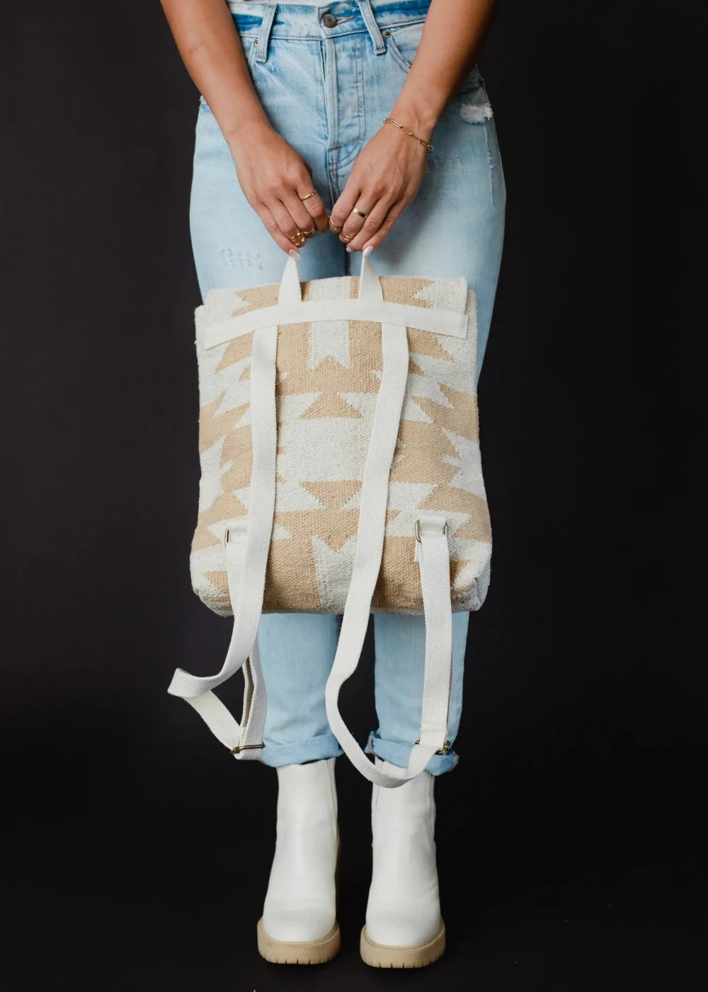 Cream & Tan Aztec Backpack