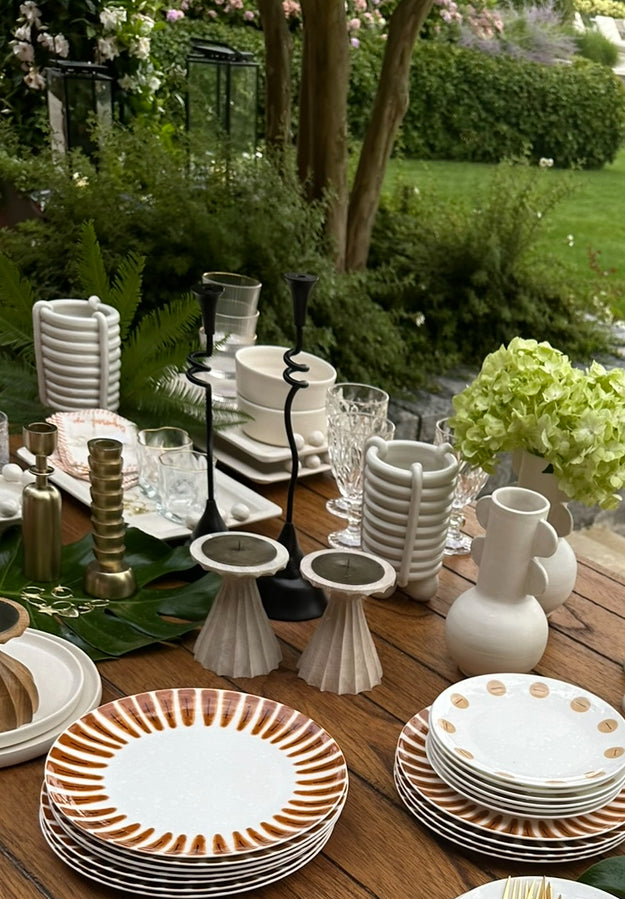 BLEACHED TALL WOOD PILLAR CANDLE HOLDER