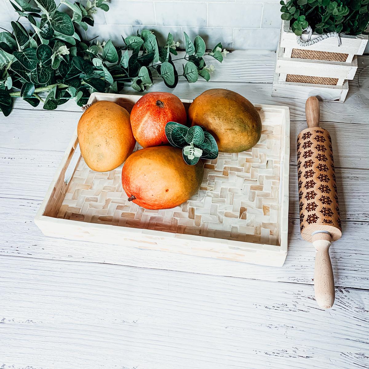 Cream Herringbone Lacquerware Tray