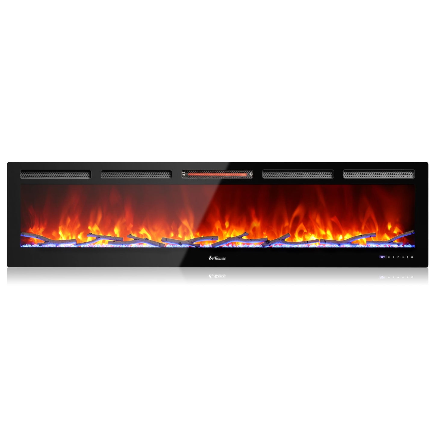 In Flames INF72W-3D WiFi Smart Wall Mounted Electric Fireplace - Tempered Glass