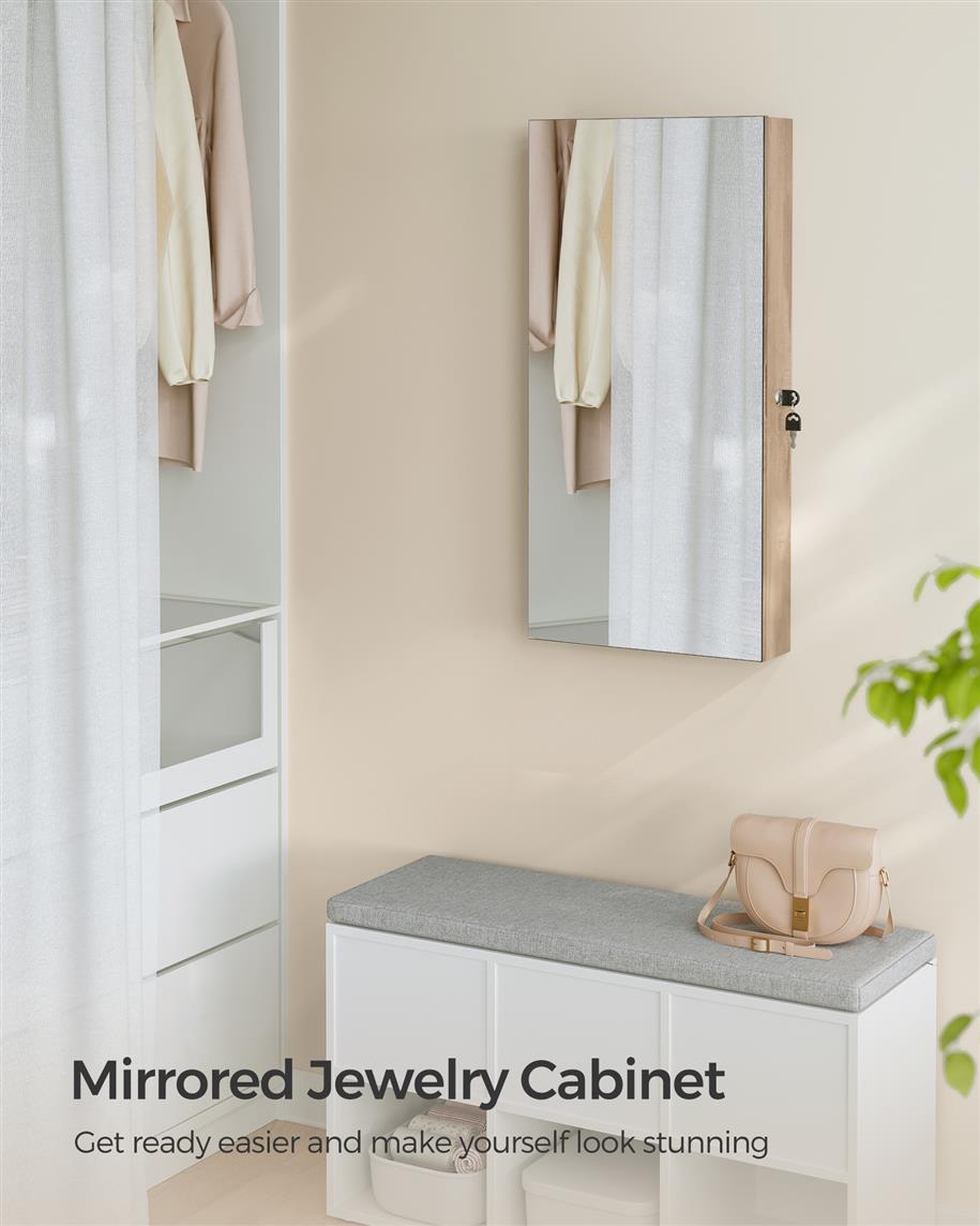 Mirror Jewelry Cabinet Armoire with Built-in LED Lights