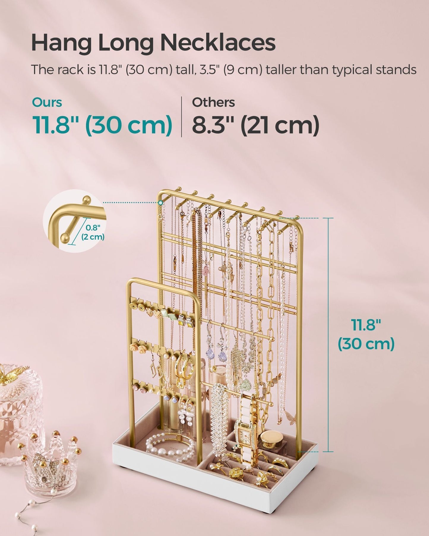 Jewelry Holder with Metal Frame and Velvet Tray