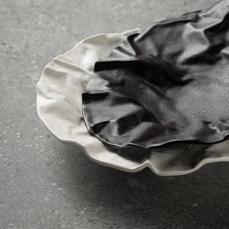 Japanese-Inspired Ripple Deep Ceramic Dish