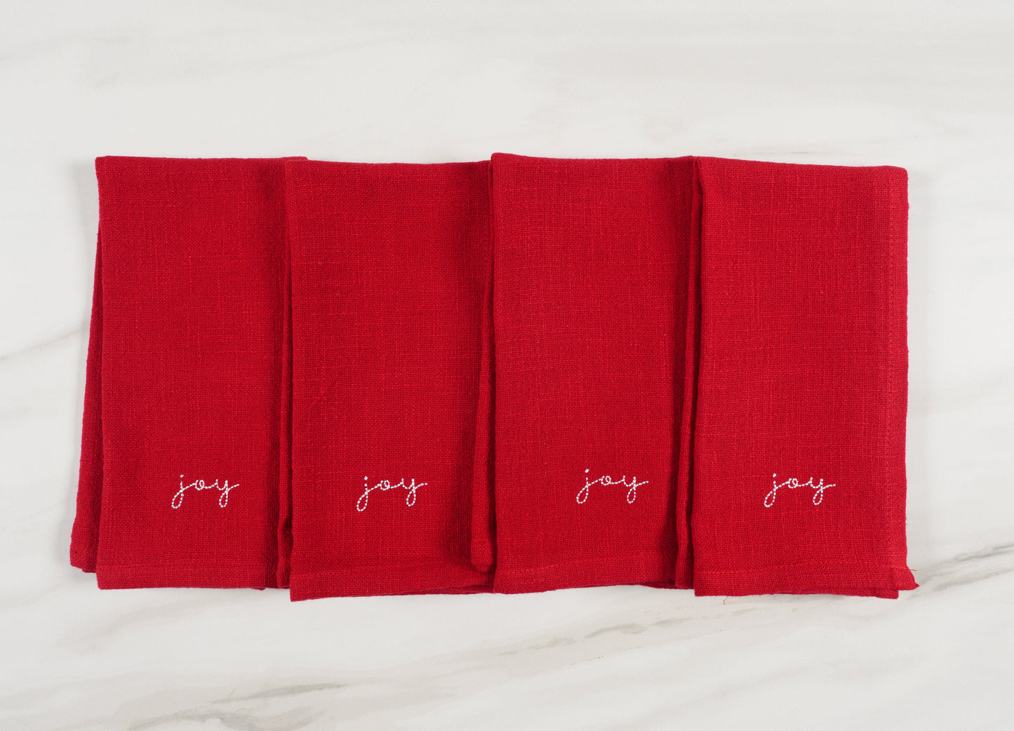 Holiday Red Embroidered Set Of 4 Napkins