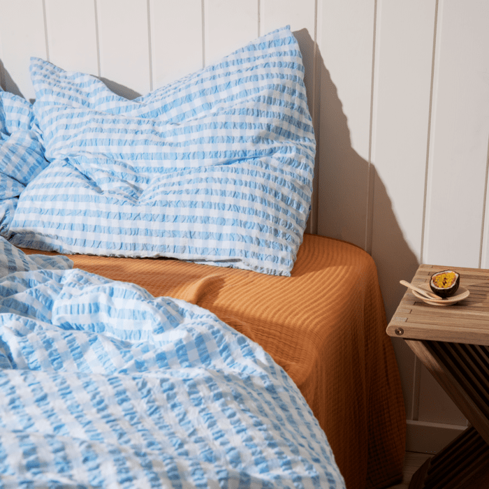 JUNA Bæk&Bølge Duvet Cover Set, King, White/Light Blue