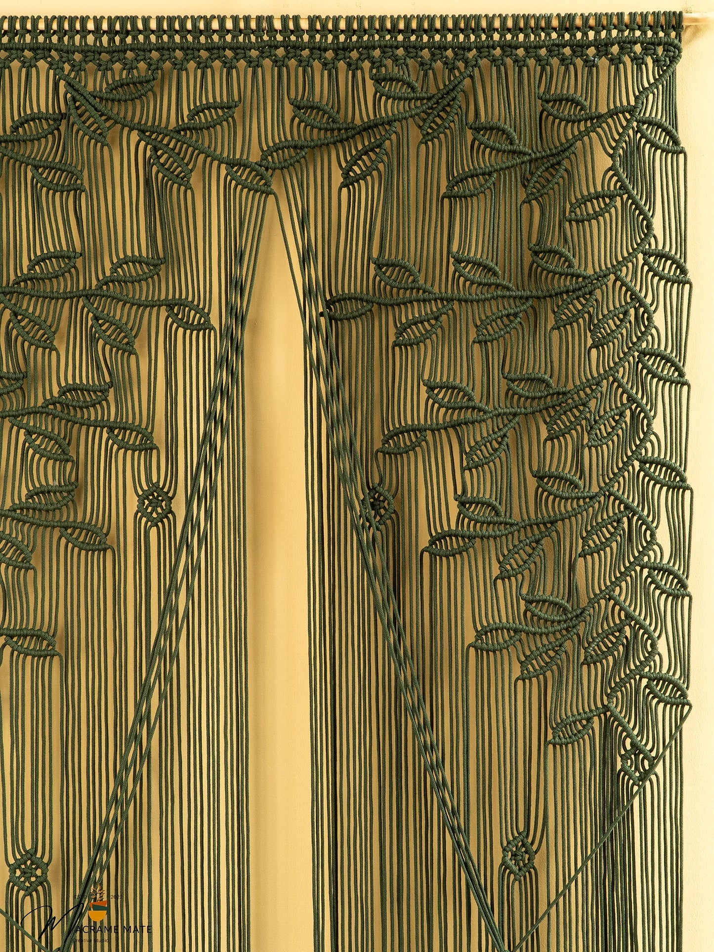 Juno Dark Green Macrame Leaf Door Curtain