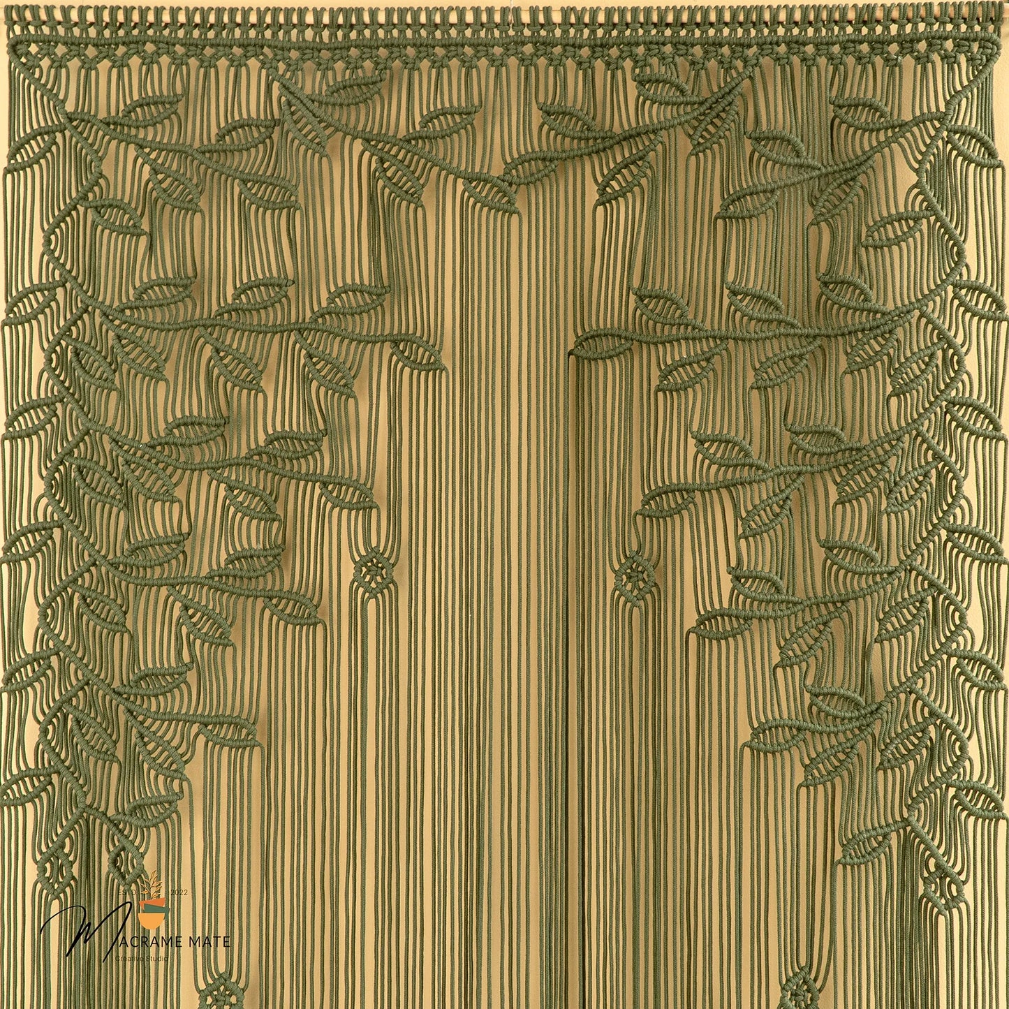 Juno Olive Green Macrame Leaf Door Curtain