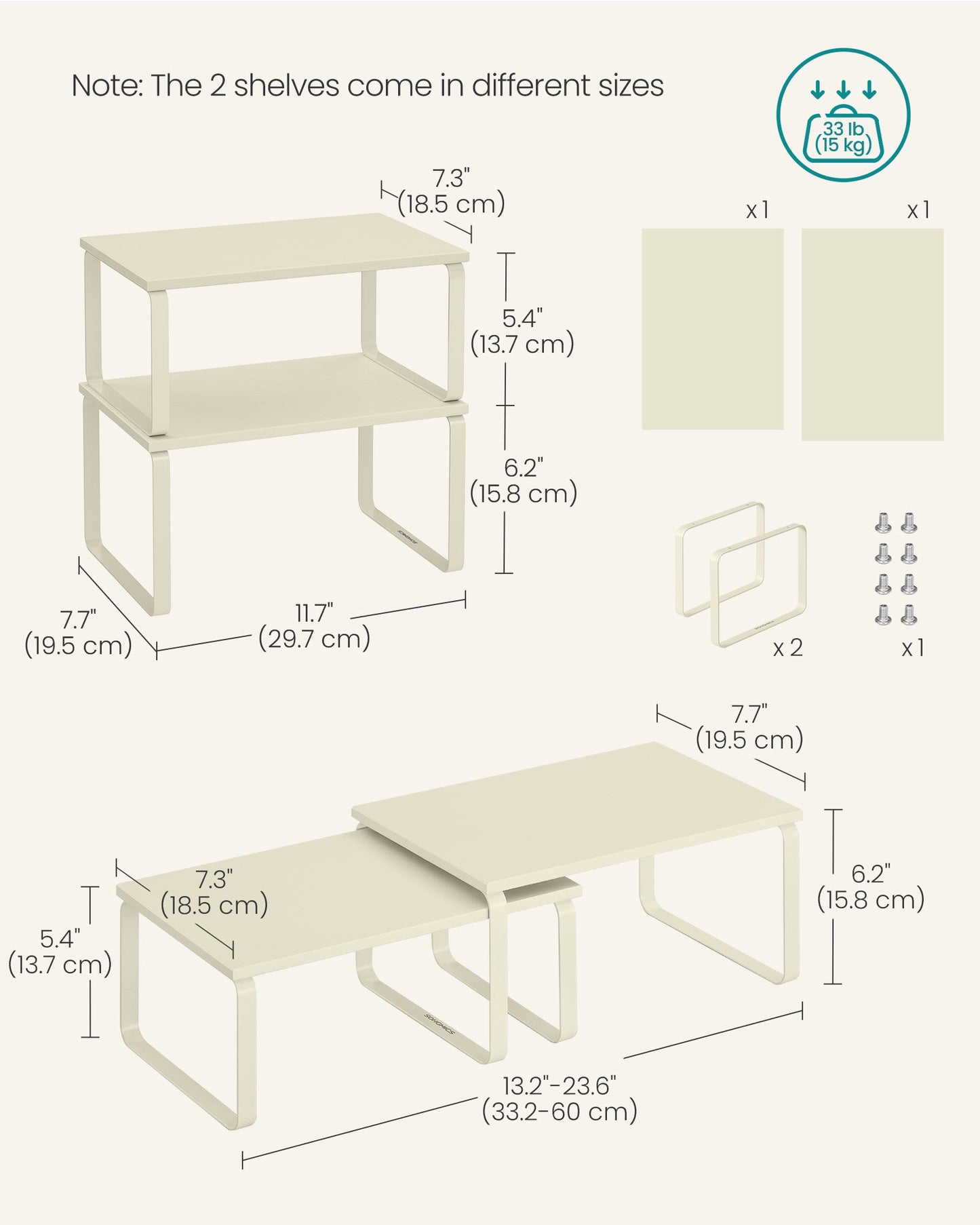 Cabinet Organizer Shelf, Set of 2