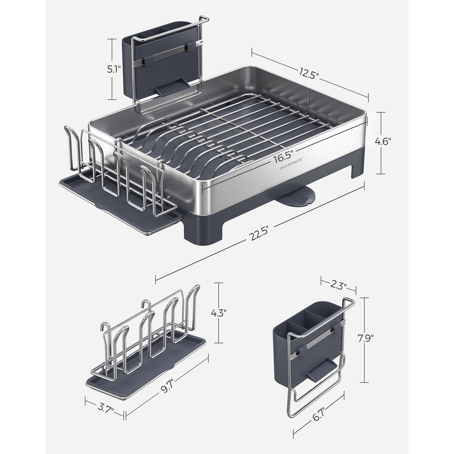 Premium Stainless Steel Dish Rack with Rotatable Spout
