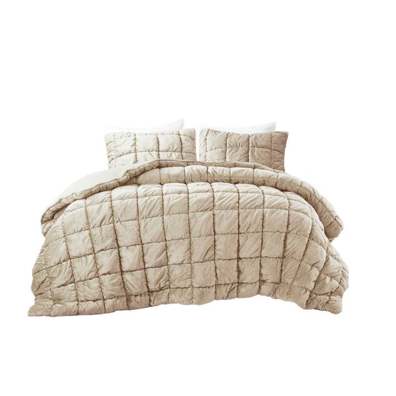 King Beige Velvety Soft Down Alternative Comforter Set