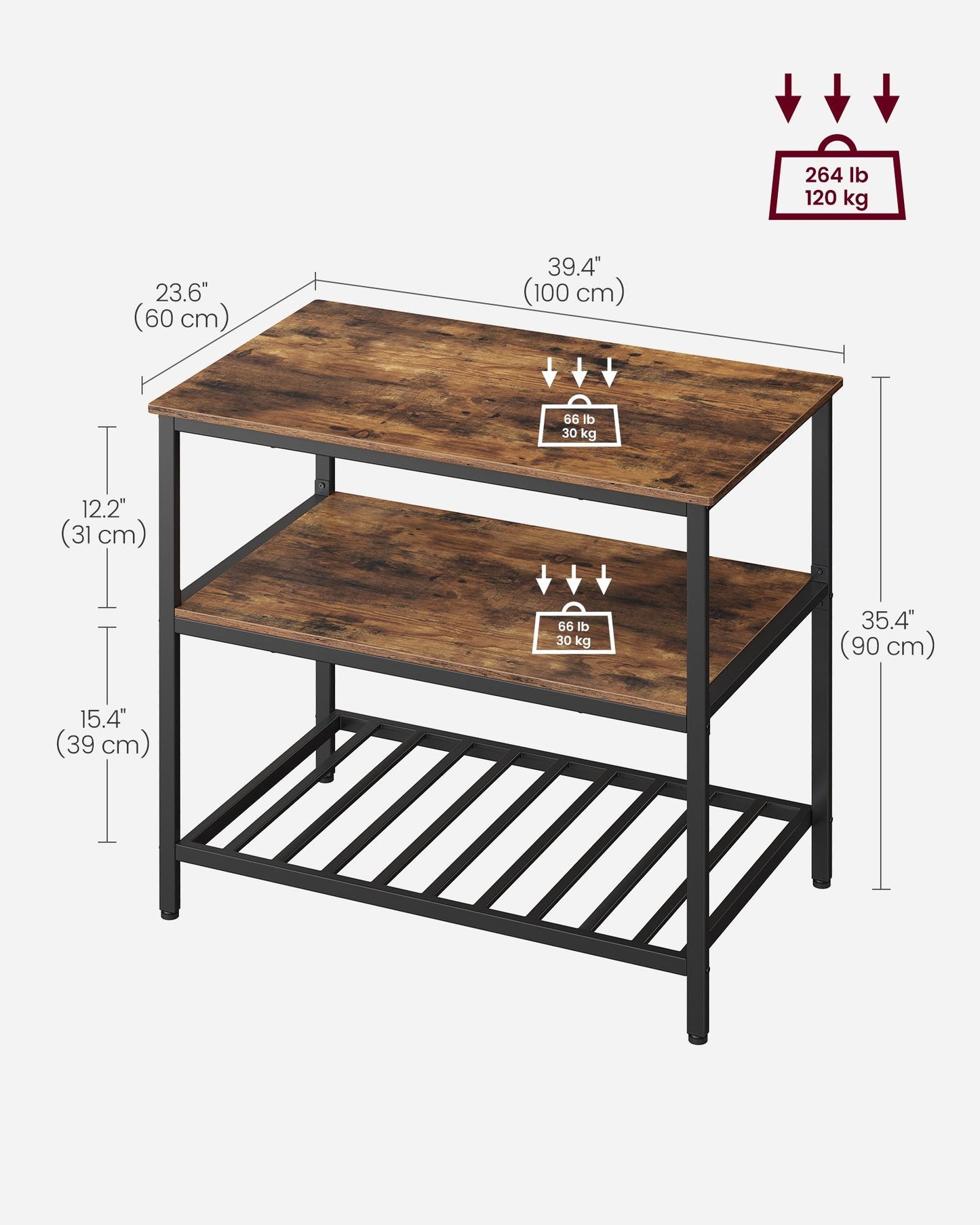 39.4 Inches Kitchen Shelf with Large Worktop