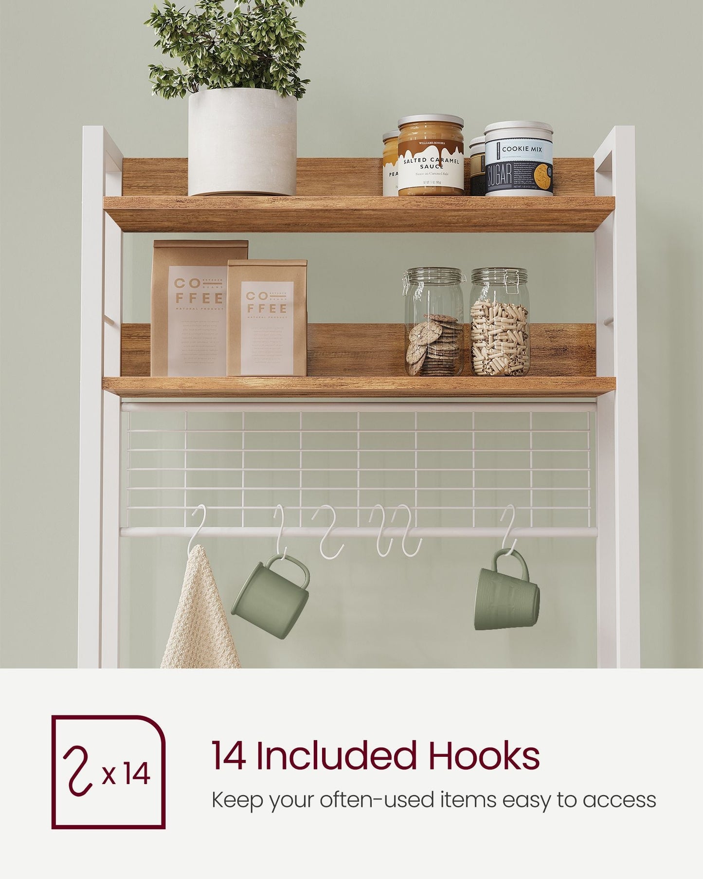 Hutch Bakers Rack with Power Outlet