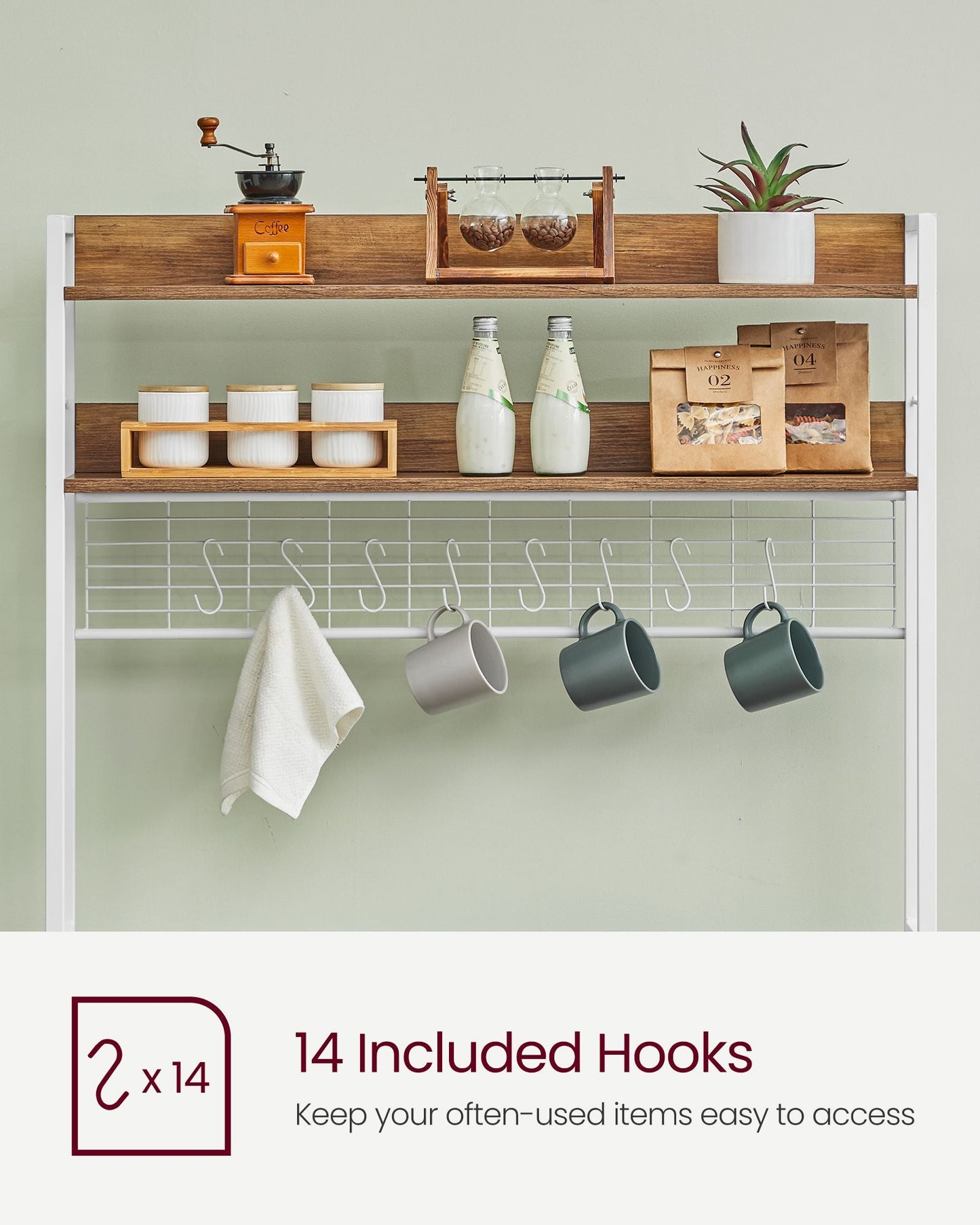 Hutch Bakers Rack with Power Outlet