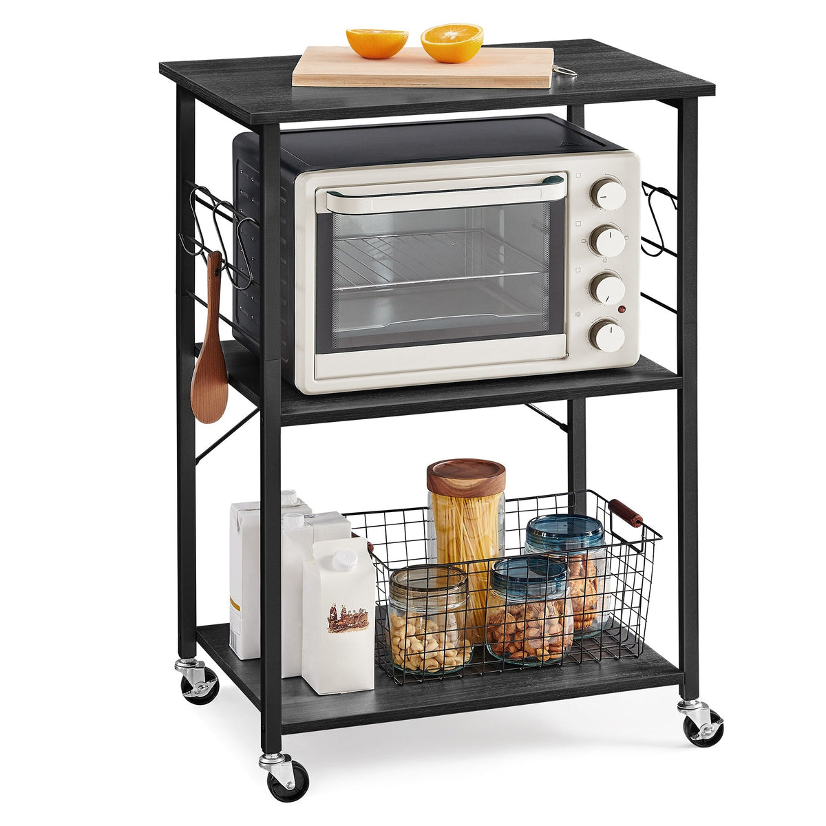 MARTHA Shelf With Wheels, Kitchen Cart, Bar Cart, Rustic Brown