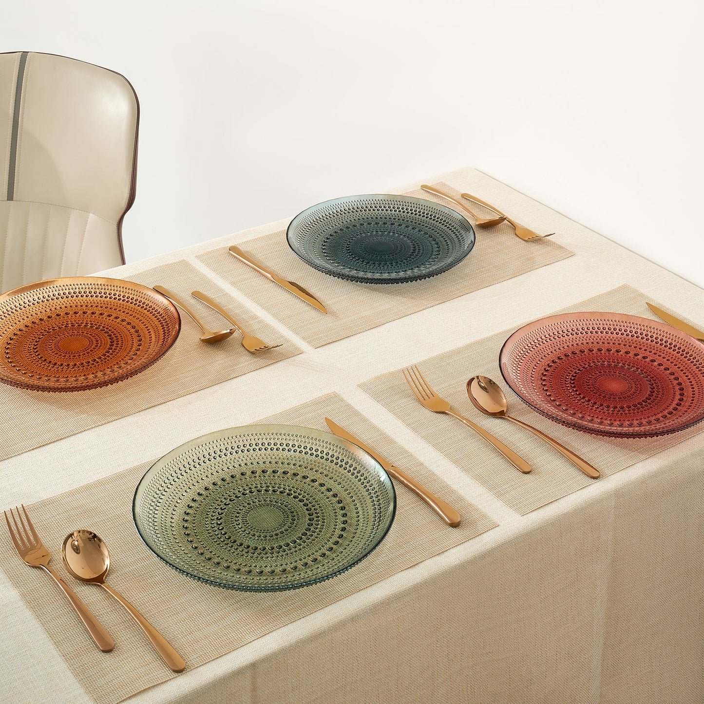 Tonal Hobnail Glass Plate, Set of 4