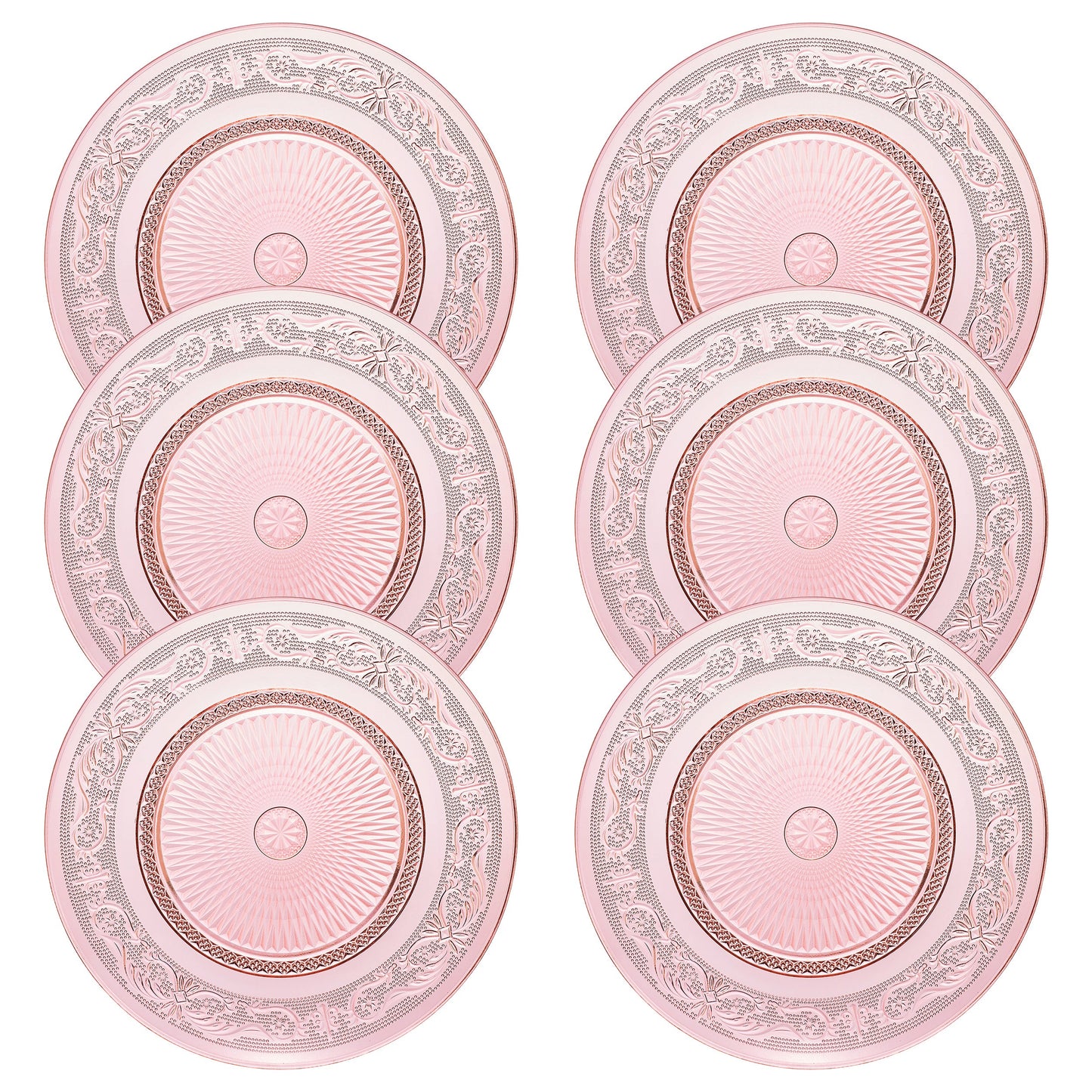 Blush Vintage Glass Plate, Set of 6