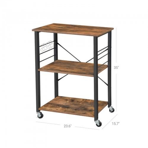 MARTHA Shelf With Wheels, Kitchen Cart, Bar Cart, Rustic Brown