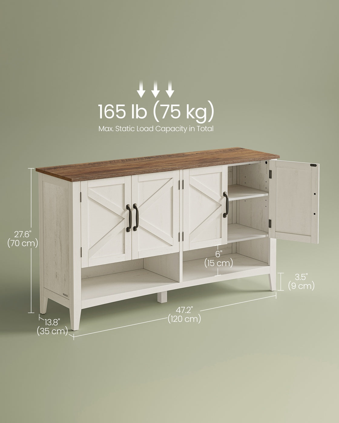 3-Tier Shoe Cabinet, Farmhouse Style