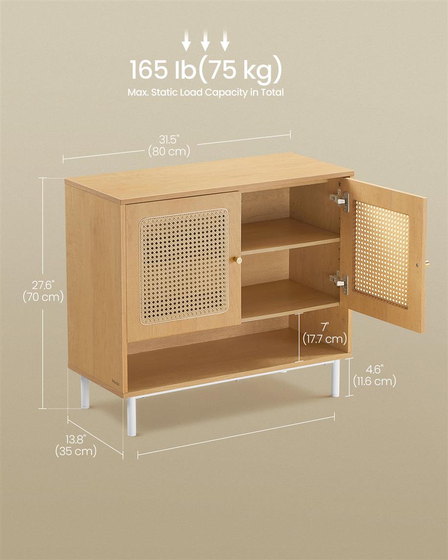 Natural Rattan 3-Tier Shoe Cabinet