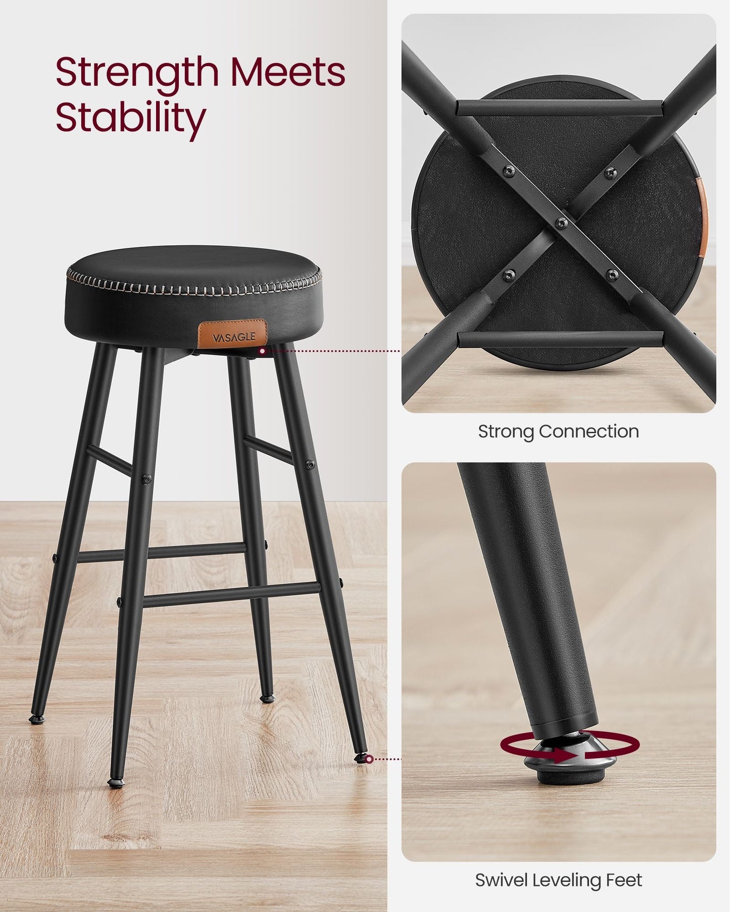 EKHO Collection - Counter Stools Set of 2, Ink Black