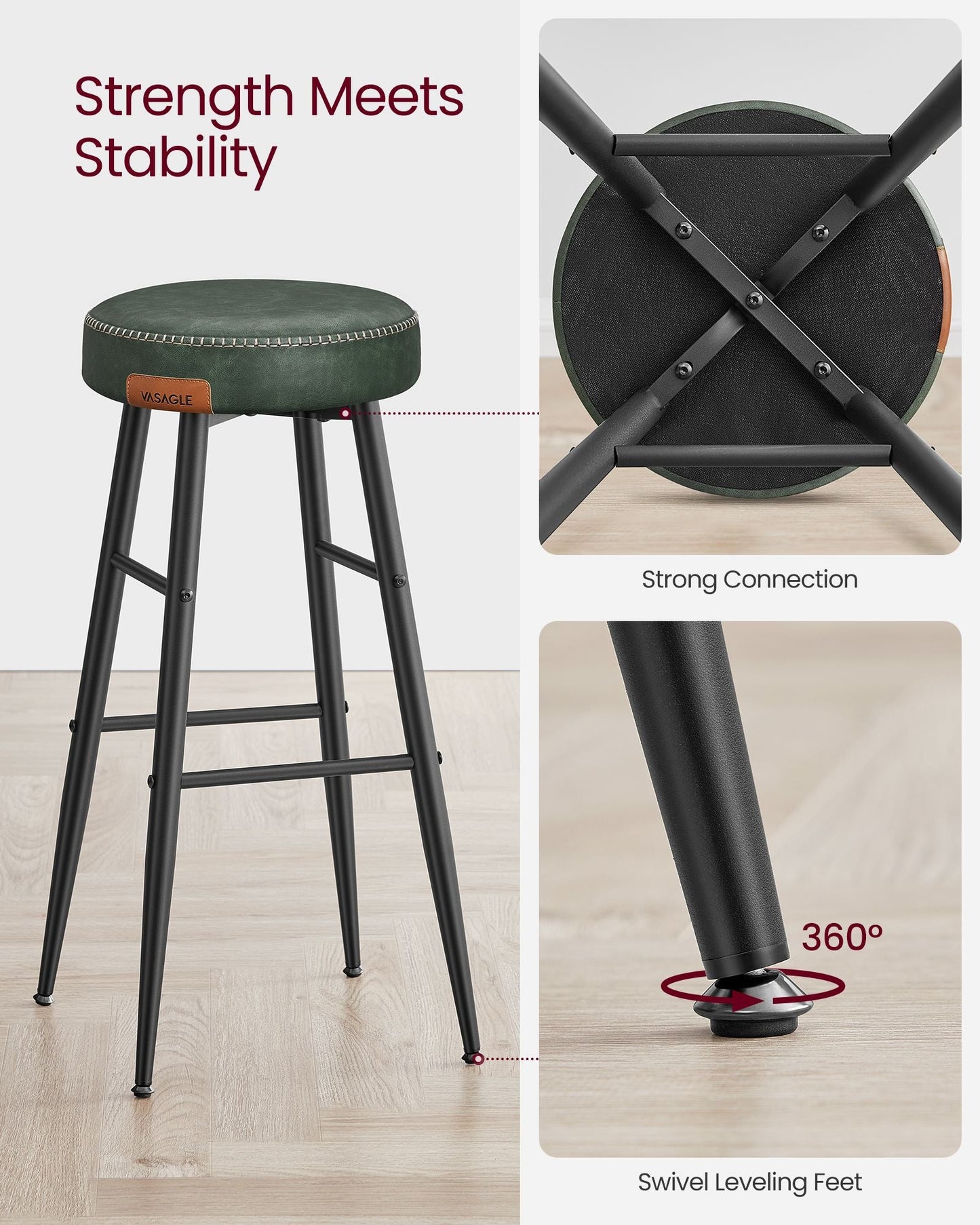 EKHO Collection - Bar Stools Set of 2, Forest Green