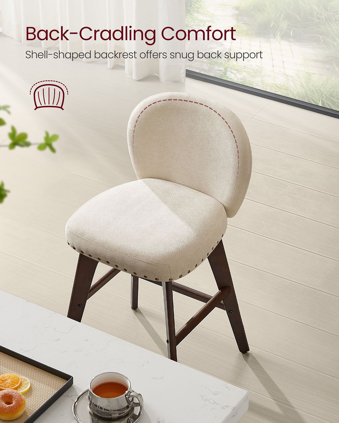 Bar Stools Set of 2 with Chenille Fabric