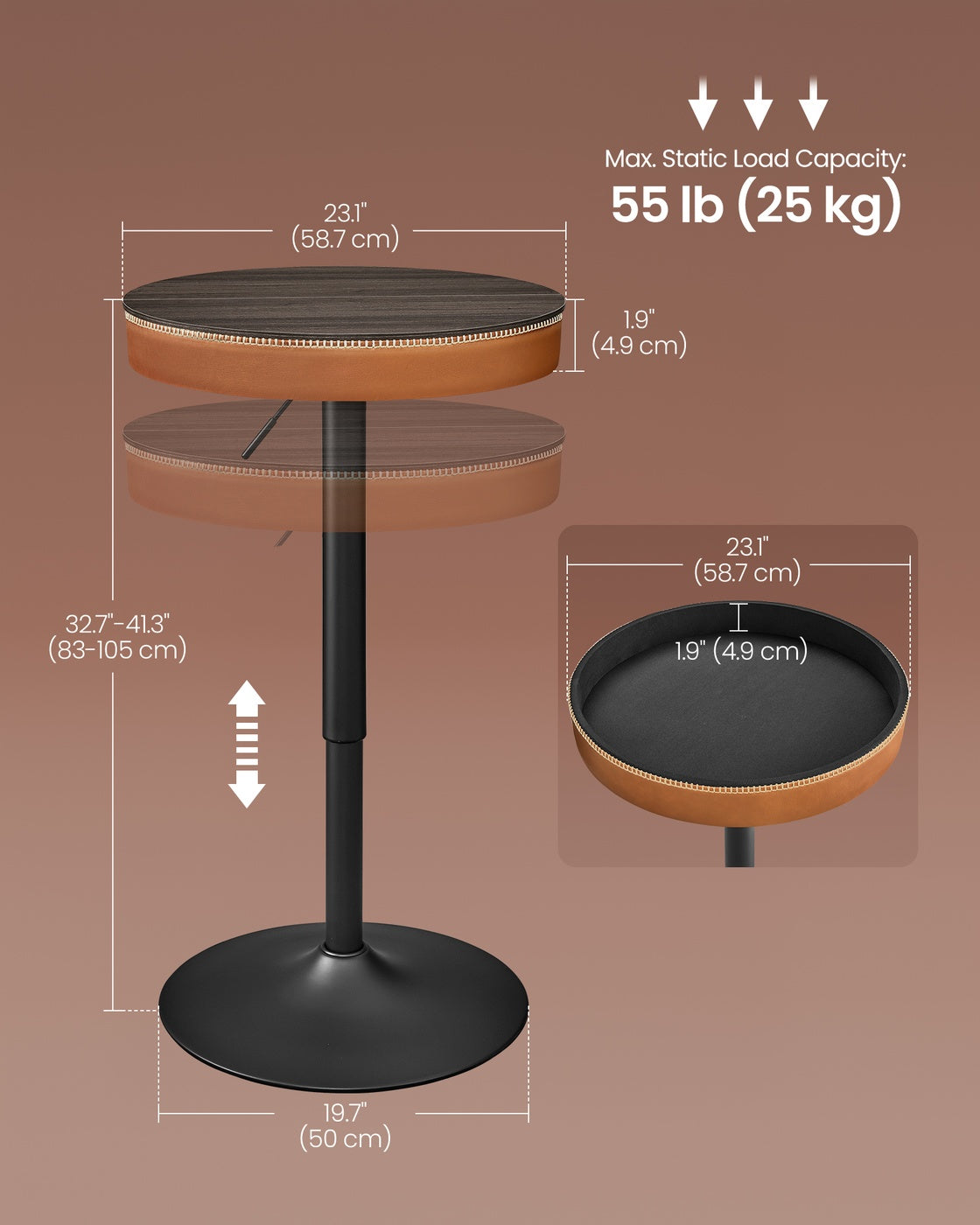 EKHO Collection - Height Adjustable Bar Table