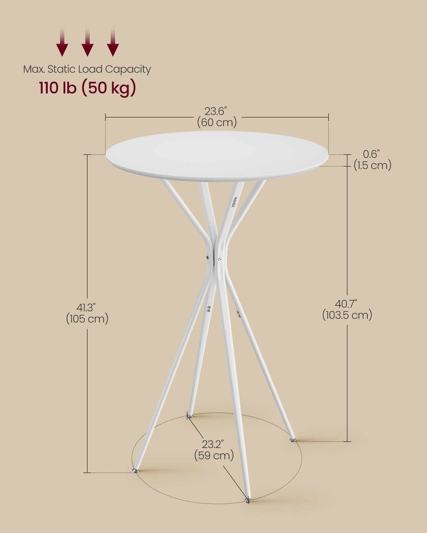 Bar Tables Set of 2, Round Cocktail High Top Pub Bistro Table for Events Party, White