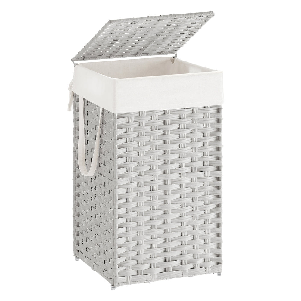 Slim Rattan Laundry Hamper with Lid and Handles, 14.5 Gallon (55L)