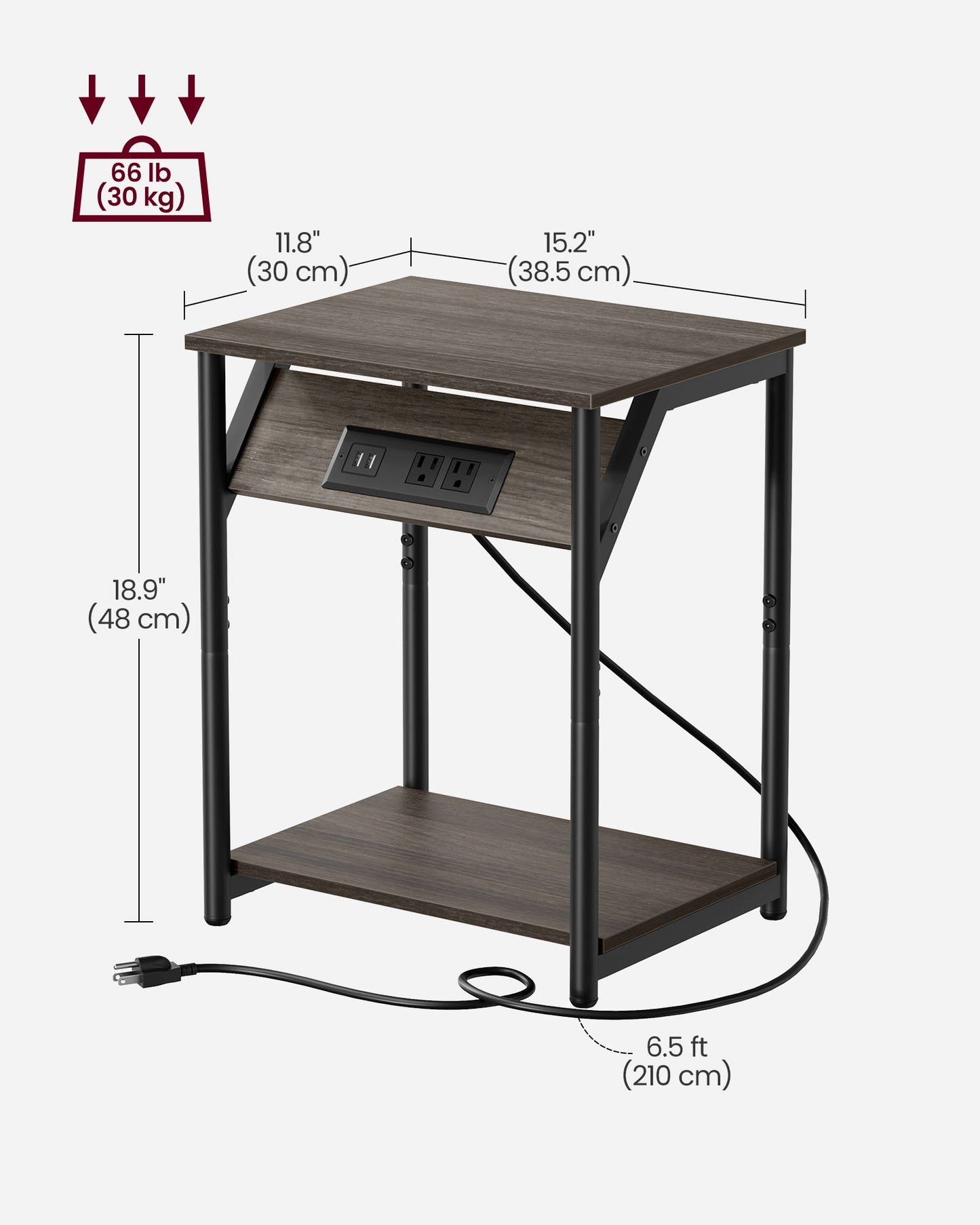 End Table with Charging Station, Set of 2