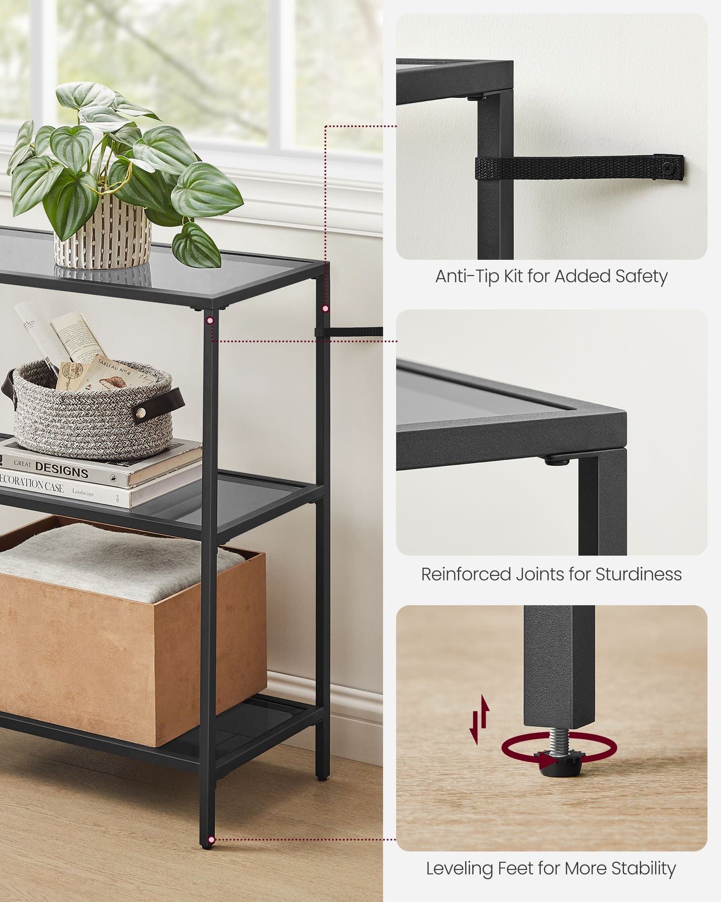 51.2 Inch Console Table with 3 Shelves