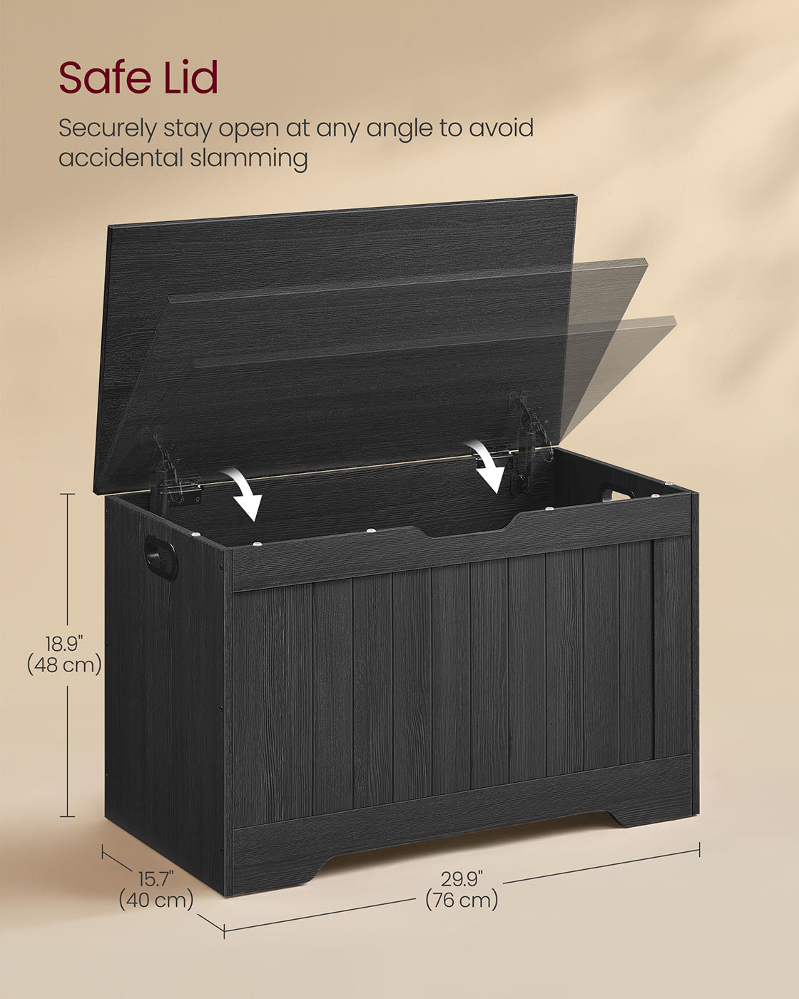 29.9 Inches Width Storage Chest with 2 Safety Hinges