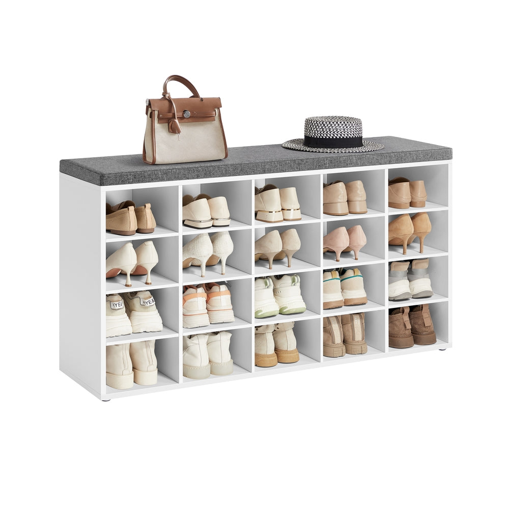 Shoe Bench with Cushion,15 Compartments